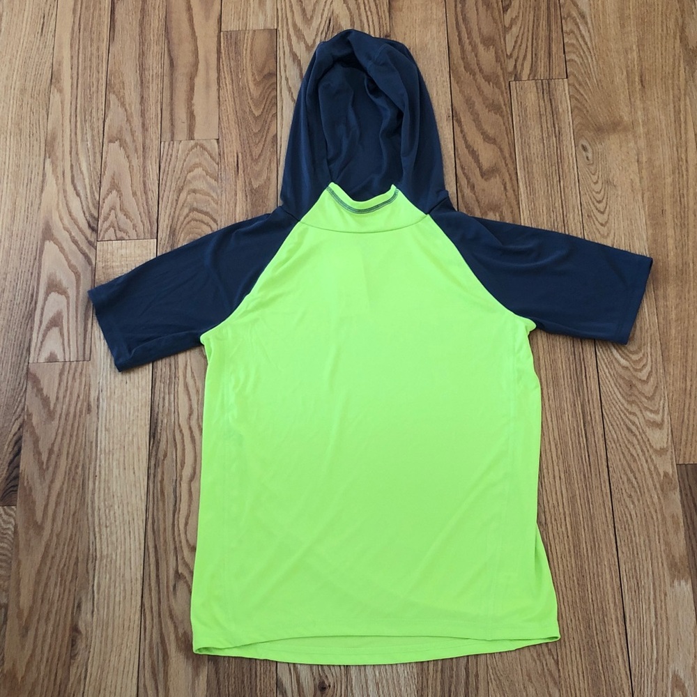 NWT All in Motion Boys Hooded Bright Green/Gray Sun Swim Top Size Large (12/14)